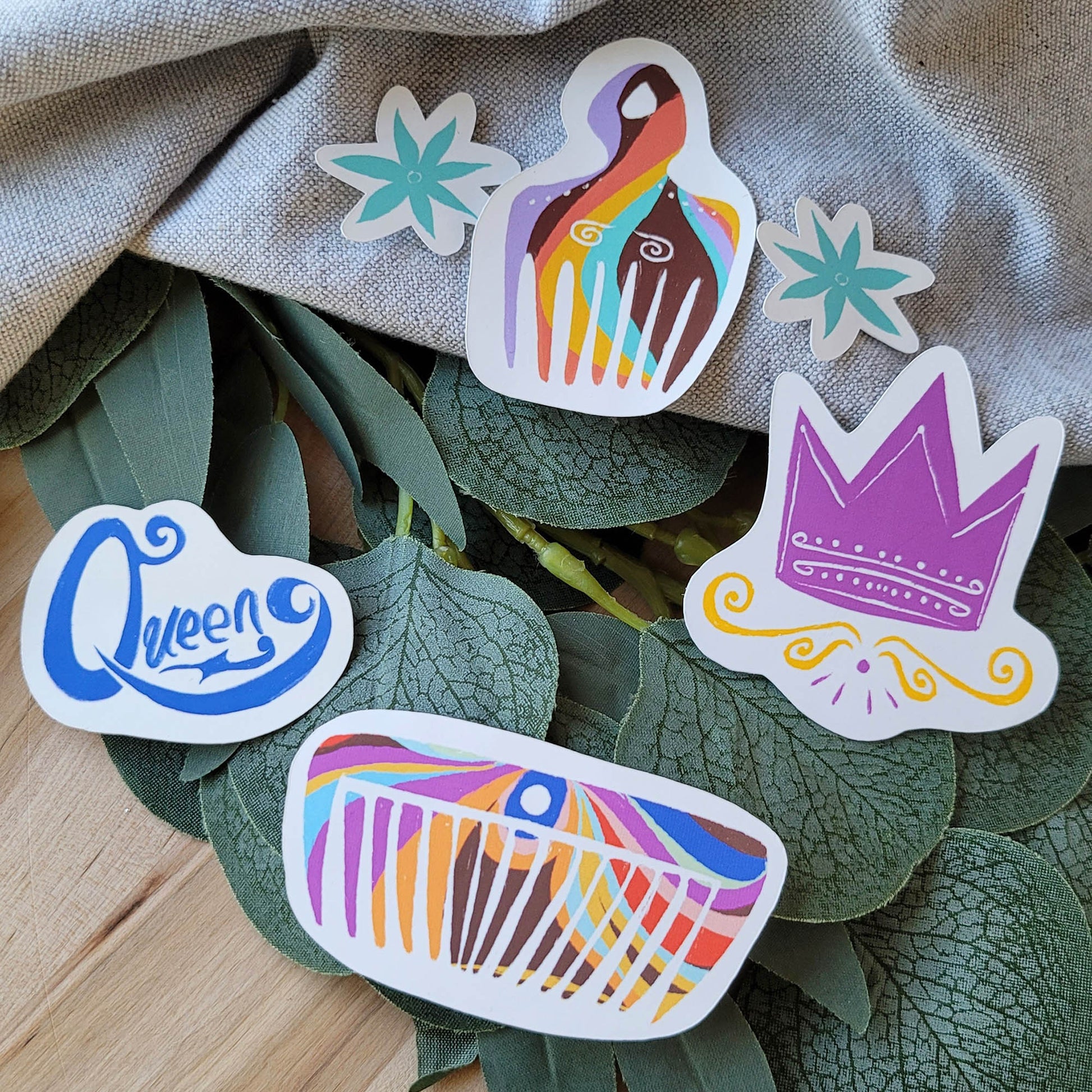 Black Girl Hair Accessories Stickers. Virginia artist Gigi Moore