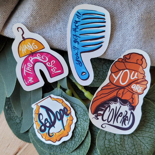 black woman art, vinyl stickers for black girls journal, notebook, laptop, phone cases and more