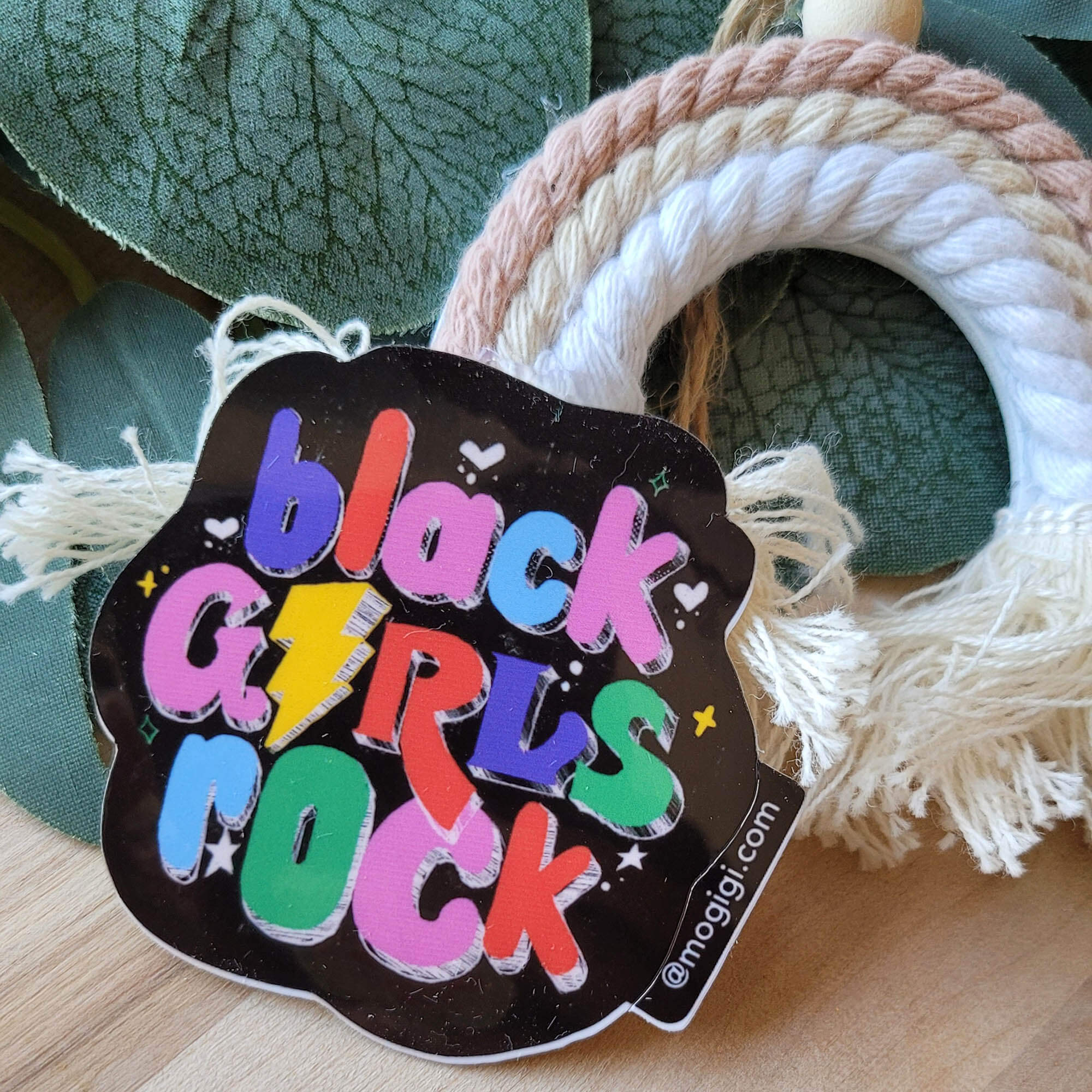 colorful, positive, vibrant, empowering Black Girls Rock viynl die-cut sticker. Add a bold artistic statement to your journal, planner. MoGigi™