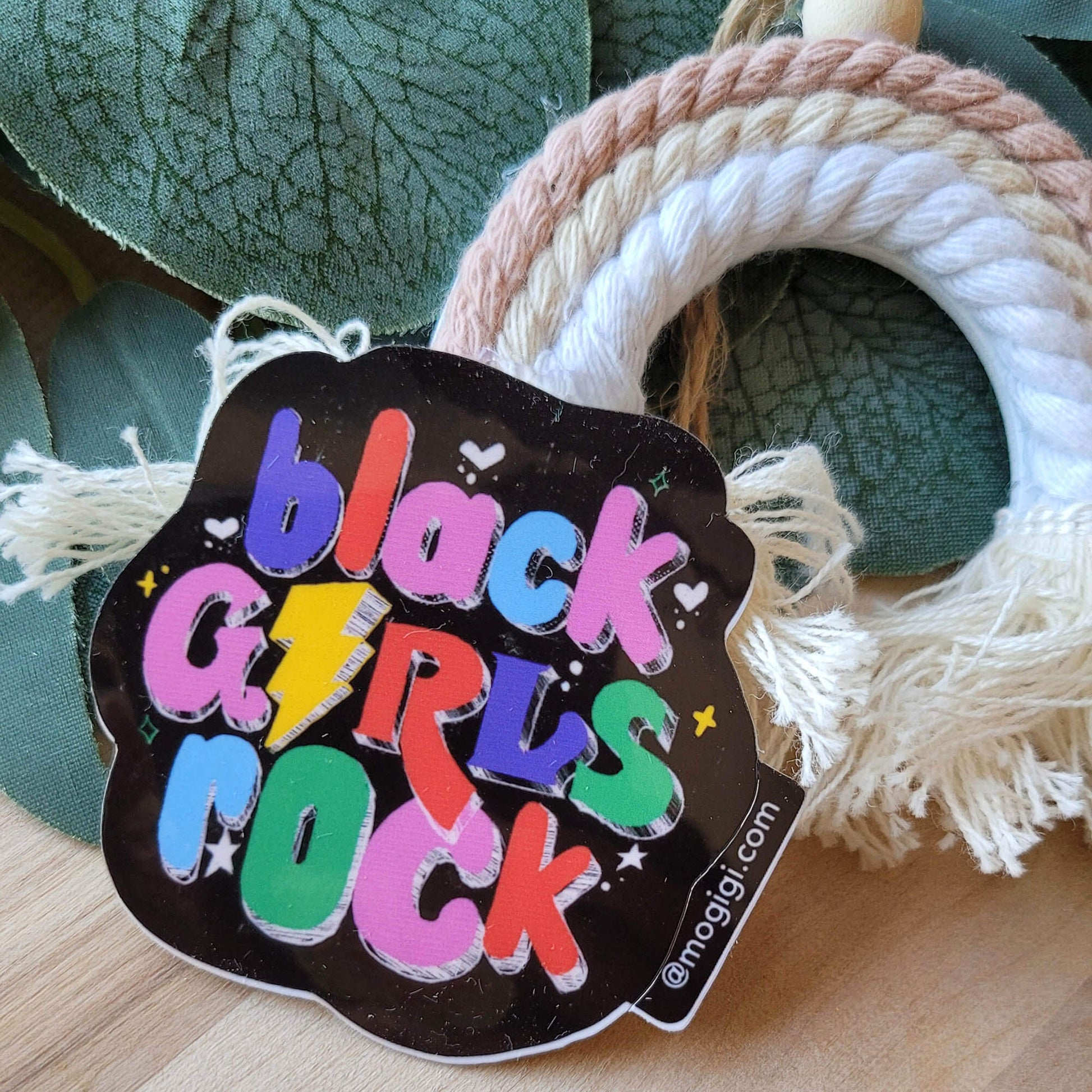 colorful, positive, vibrant, empowering Black Girls Rock viynl die-cut sticker. Add a bold artistic statement to your journal, planner. MoGigi™