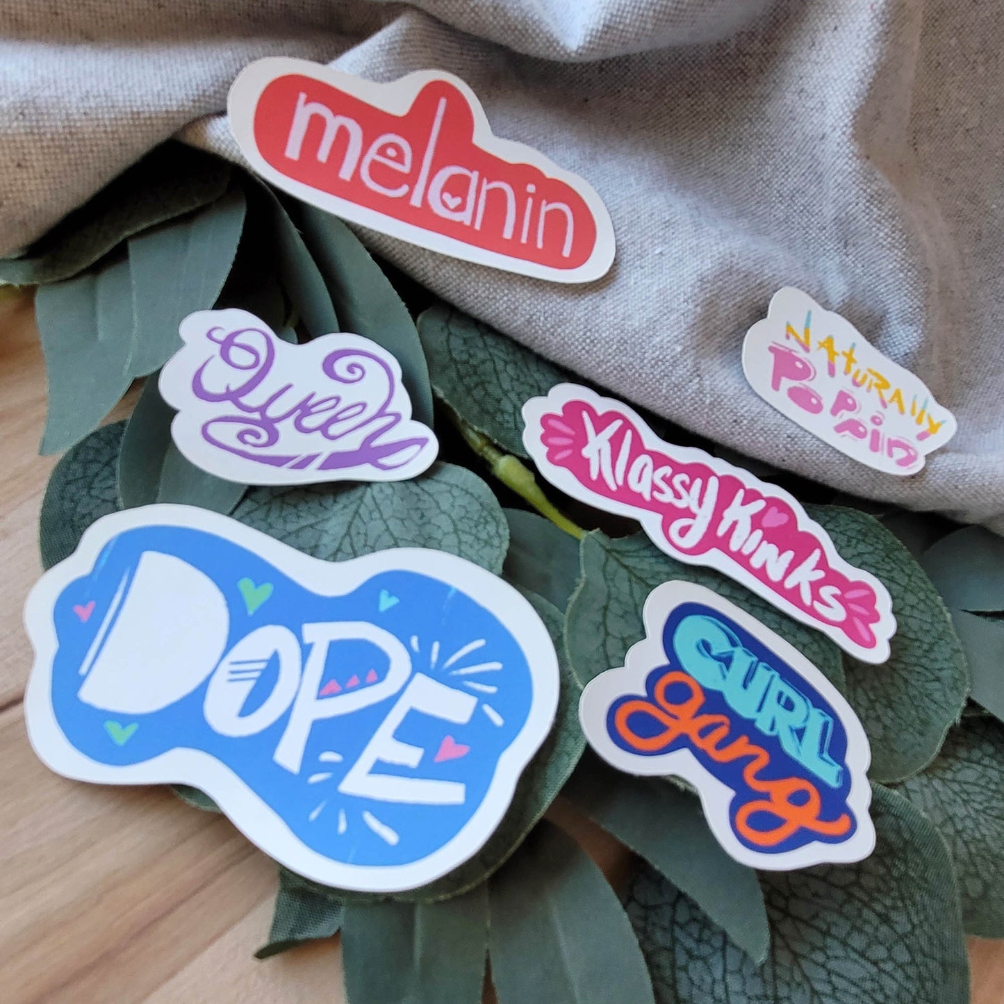 Black Girl Natural Hair Hand Lettered Word Stickers