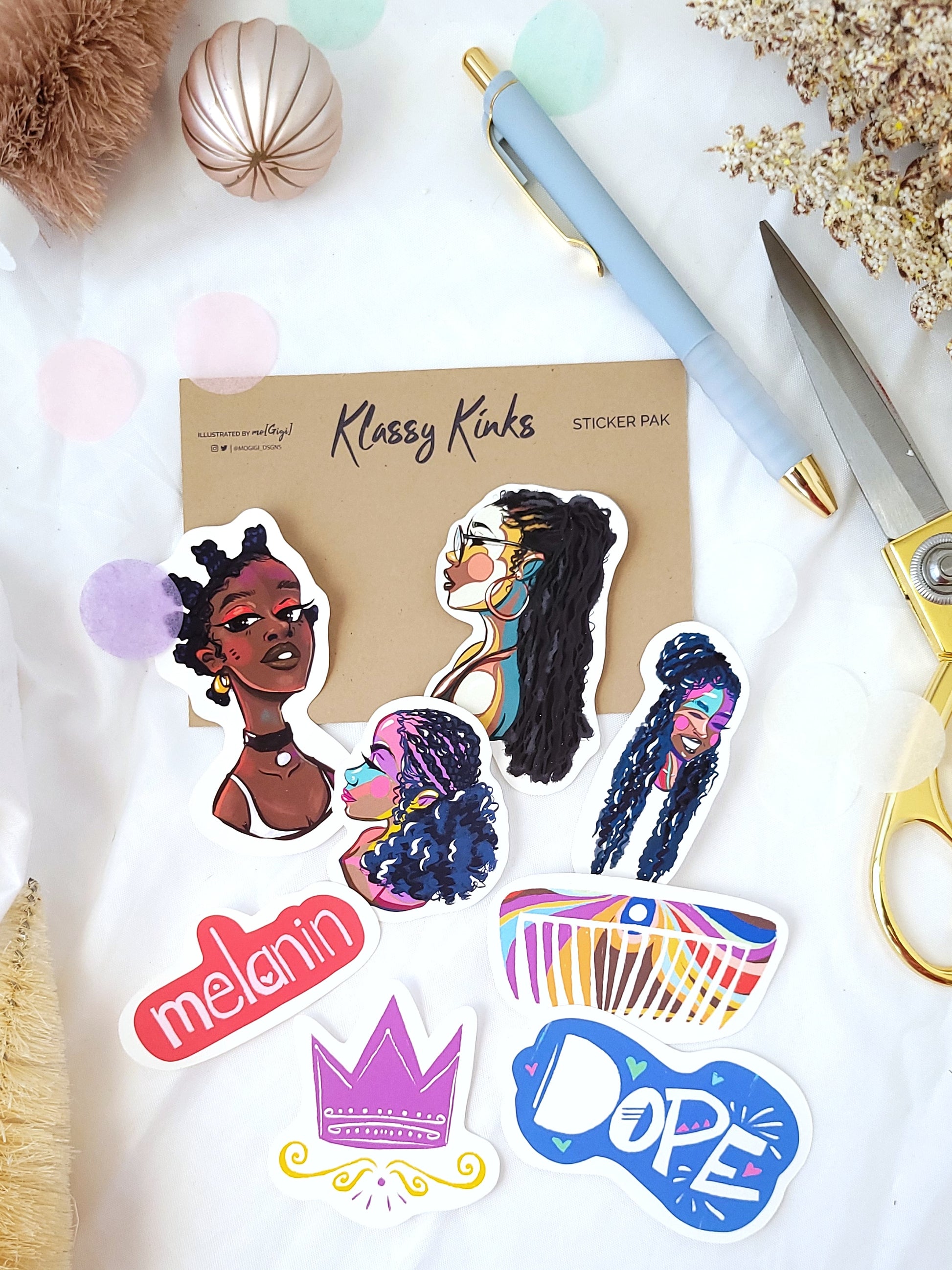 black woman art, natural hair locs, rainbow, colorful, abstract, minimalistic, black girls rock, hydroflask, sticker pack, afro queen