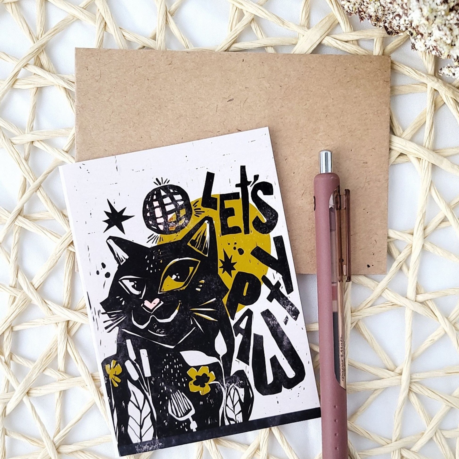 black cat funny meme pun greeting card for party invitation, birthday and more MoGigi™