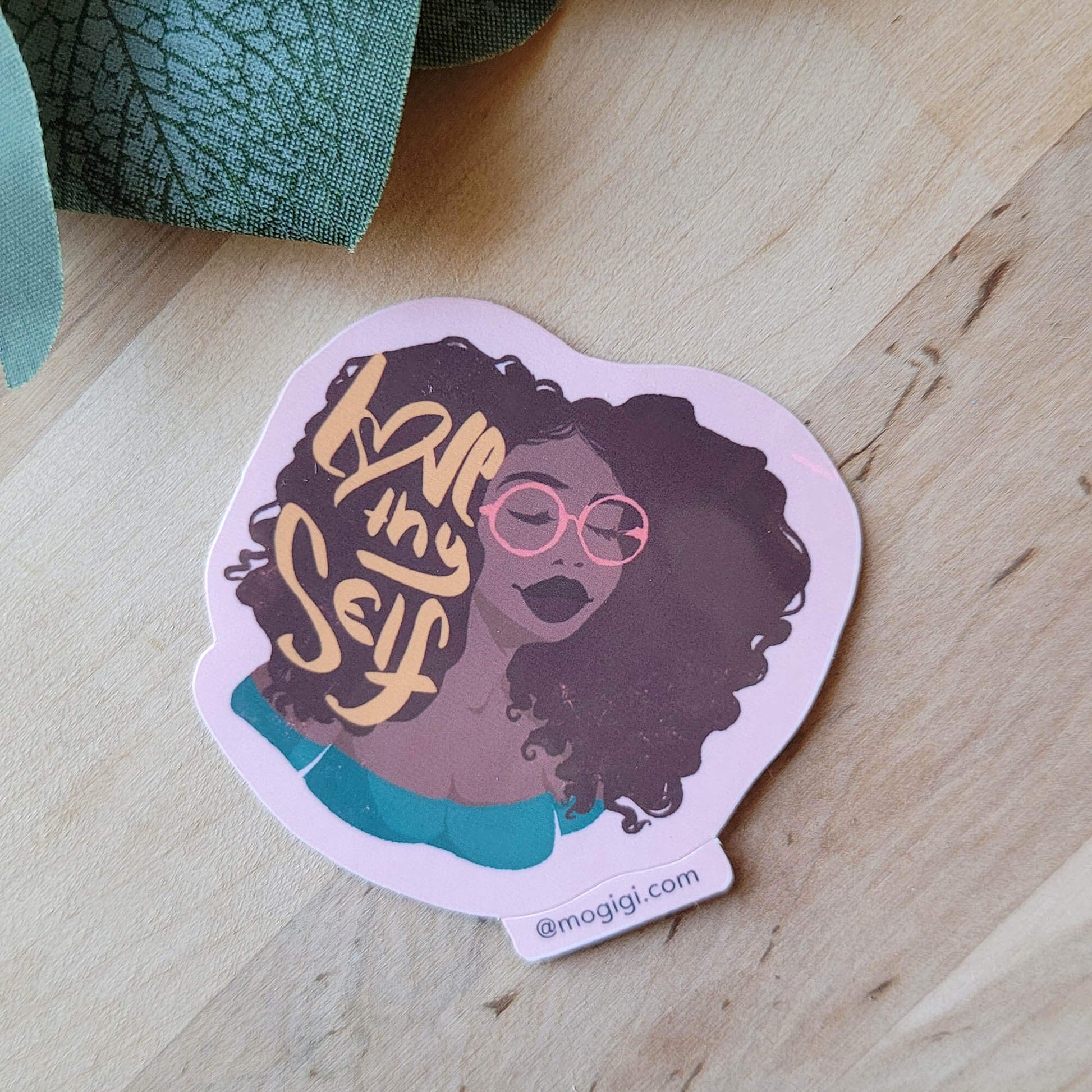 empowering inspirational black woman love thy self die-cut viynl sticker. MoGigi™ add some motivational touches to your planner, travel mug