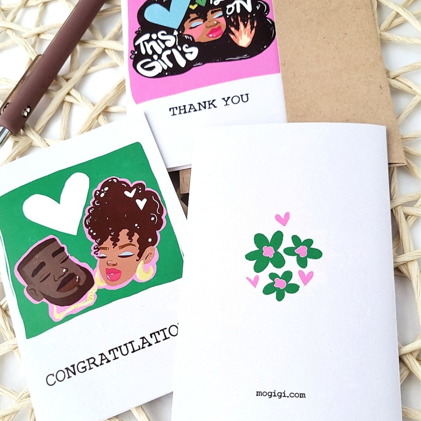 Black Art greeting card assorted set by mogigi.shop