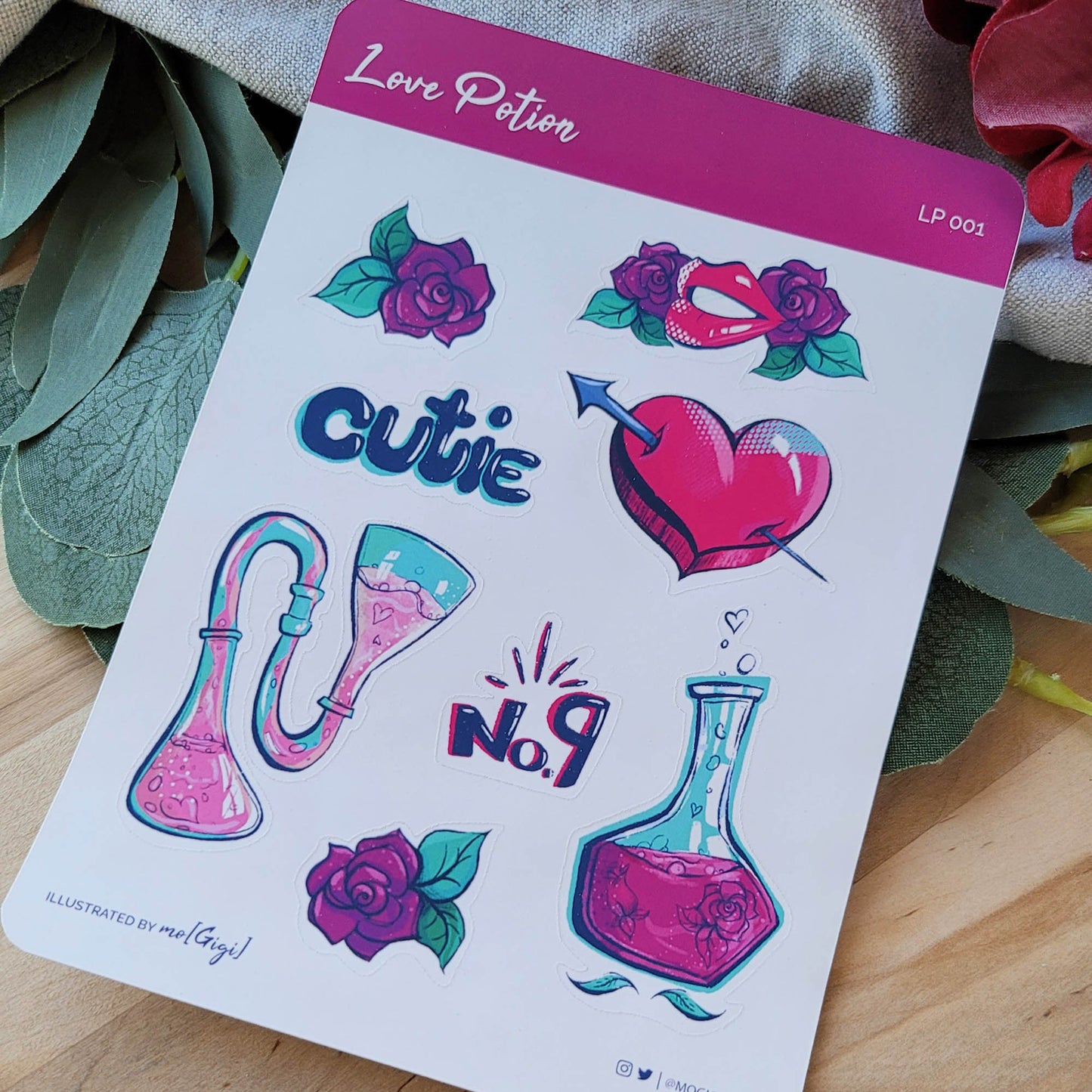 Love Valentine Themed Sticker Sheet