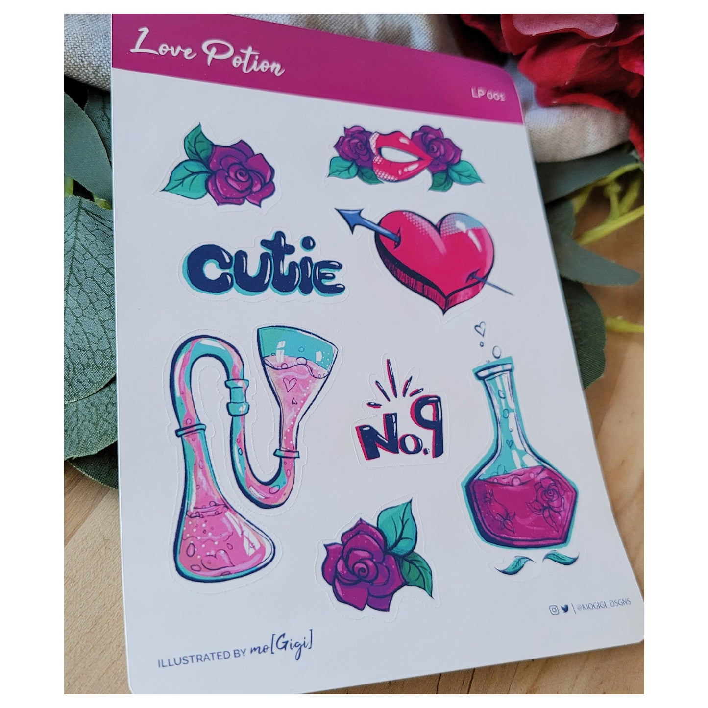 Love Valentine Themed Sticker Sheet