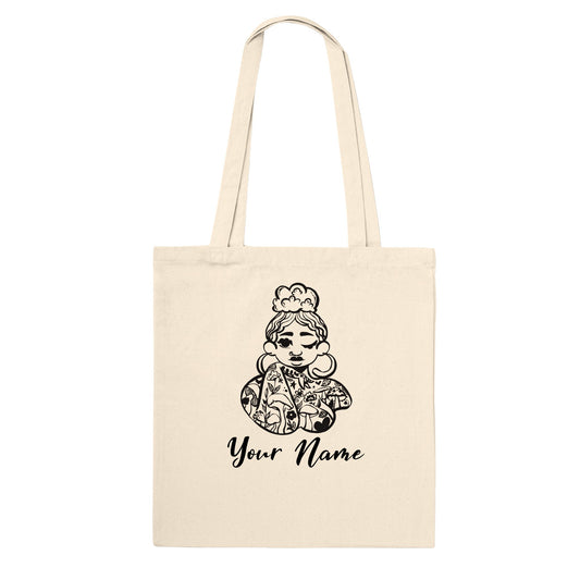 Add your name for a personalized tote bag