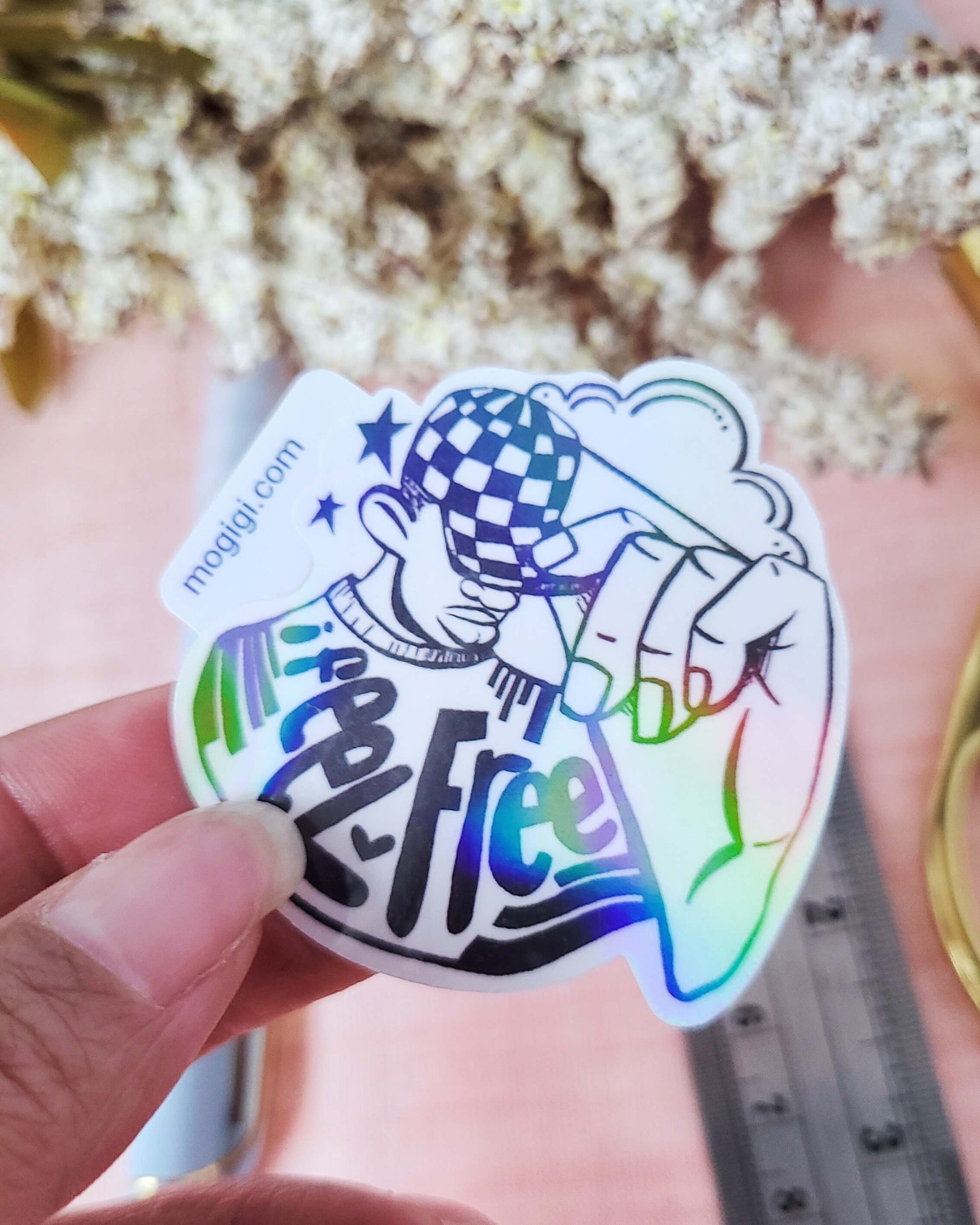 Celebrate freedom and self-expression with this bold and empowering accessory, illustration by black artist based in Viriginia, Gigi Moore, streetwear, urban, hand lettering, quote & sayings sticker, black man positivity, motivational decals