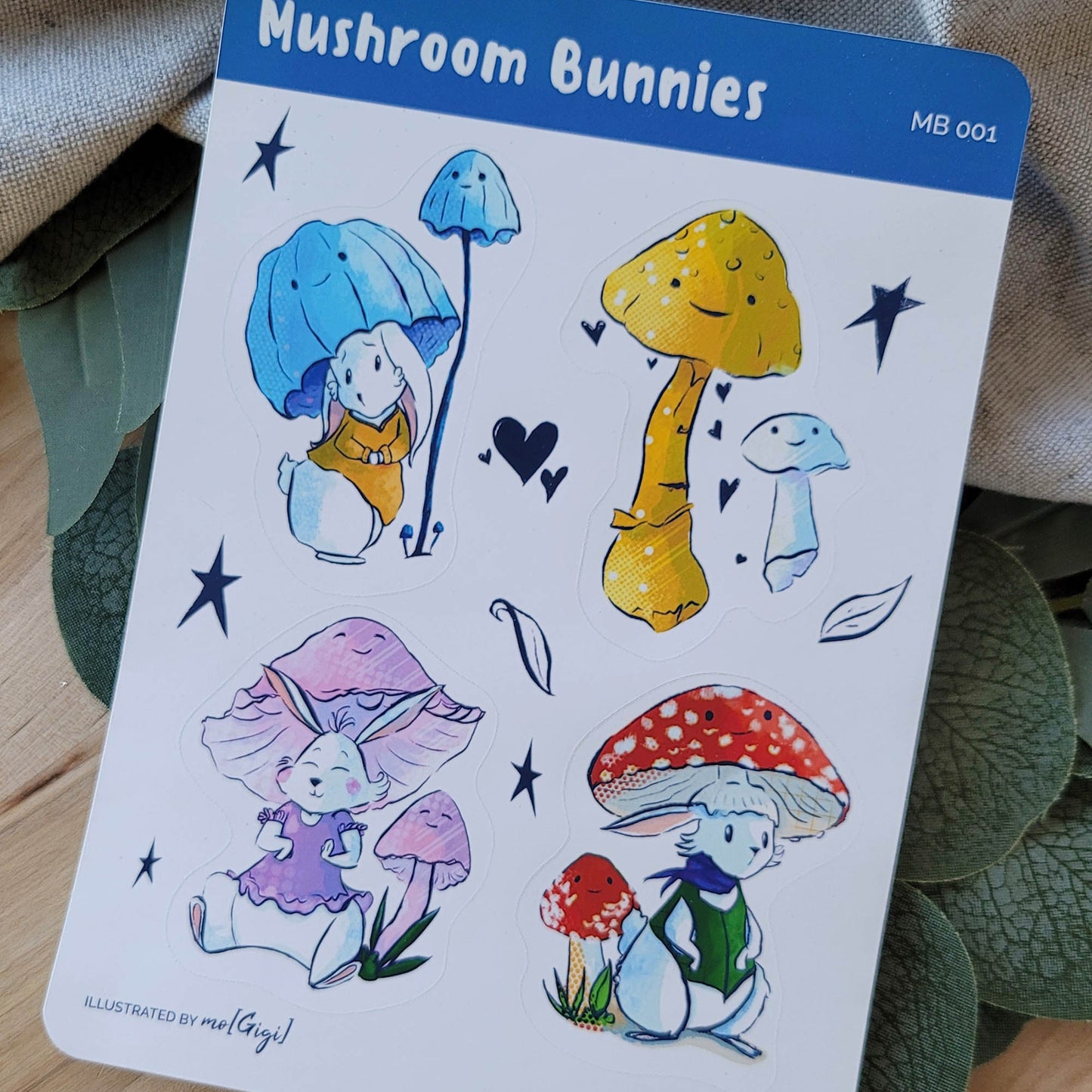 Cute Mushroom Bunny Rabbit Character Sticker Sheet