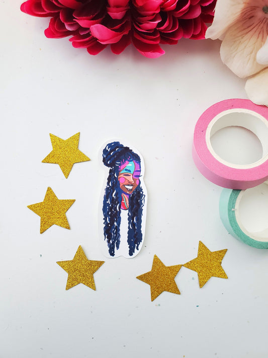 she's free long hair locs die cut sticker MoGigi™