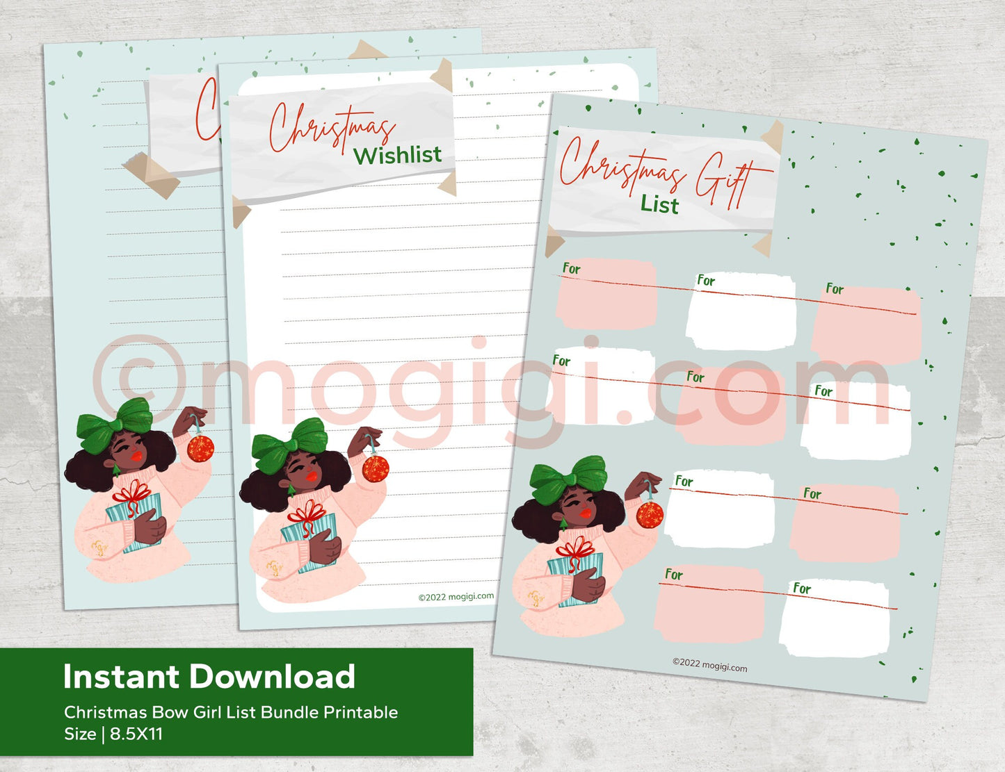 Christmas Bow Printable Planner Bundle - Digital Download