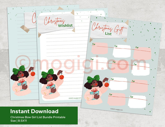 Christmas Bow Printable Planner Bundle - Digital Download