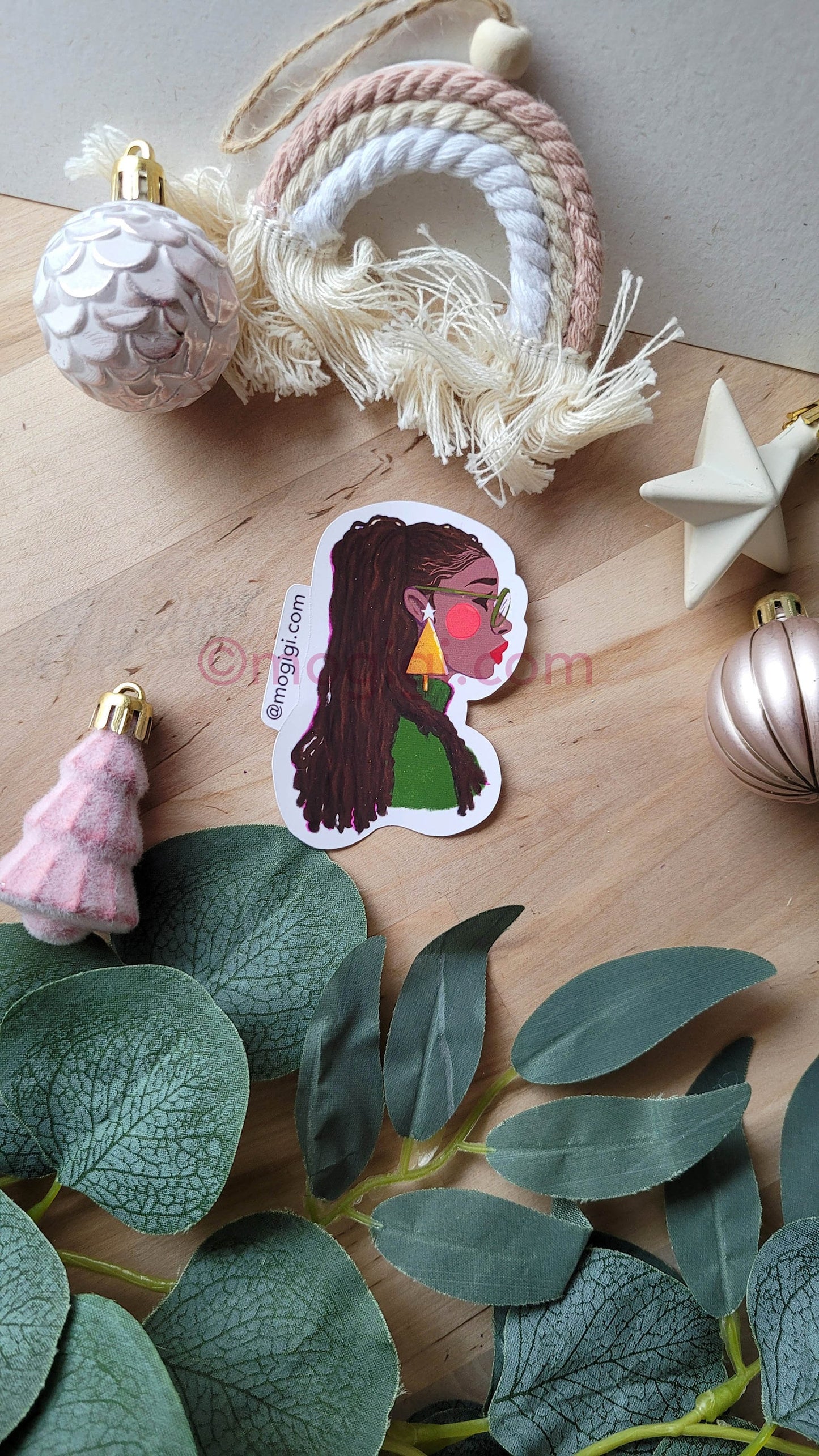 Sage Natural Hair Locs Christmas Stickers