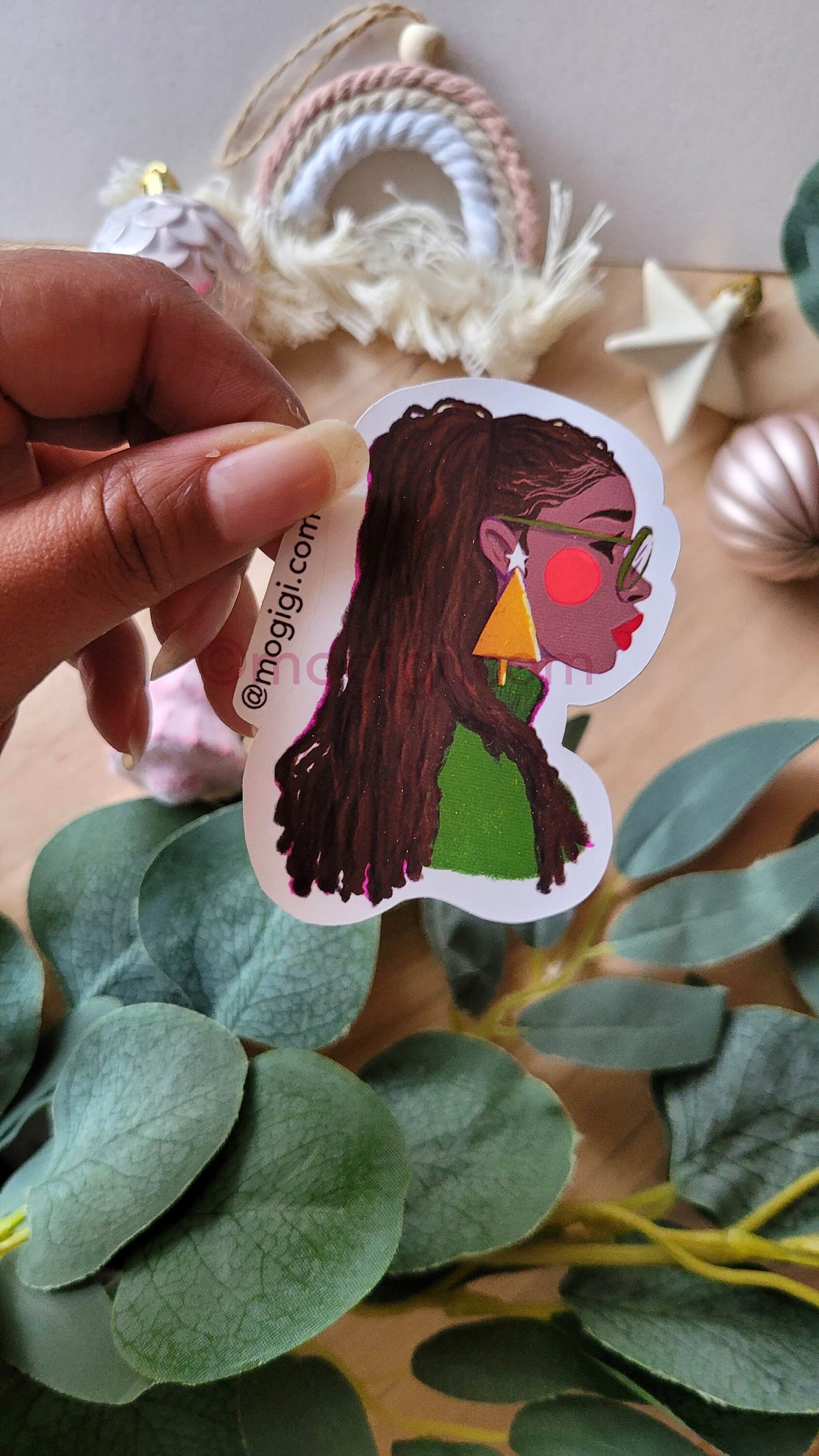 Sage Natural Hair Locs Christmas Stickers