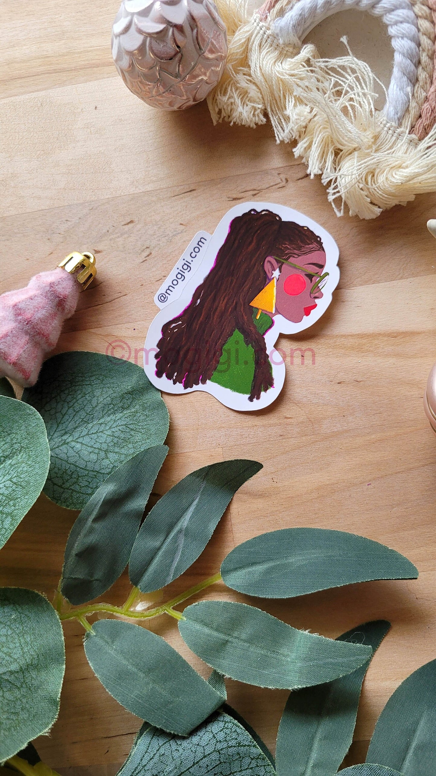 Sage Natural Hair Locs Christmas Stickers