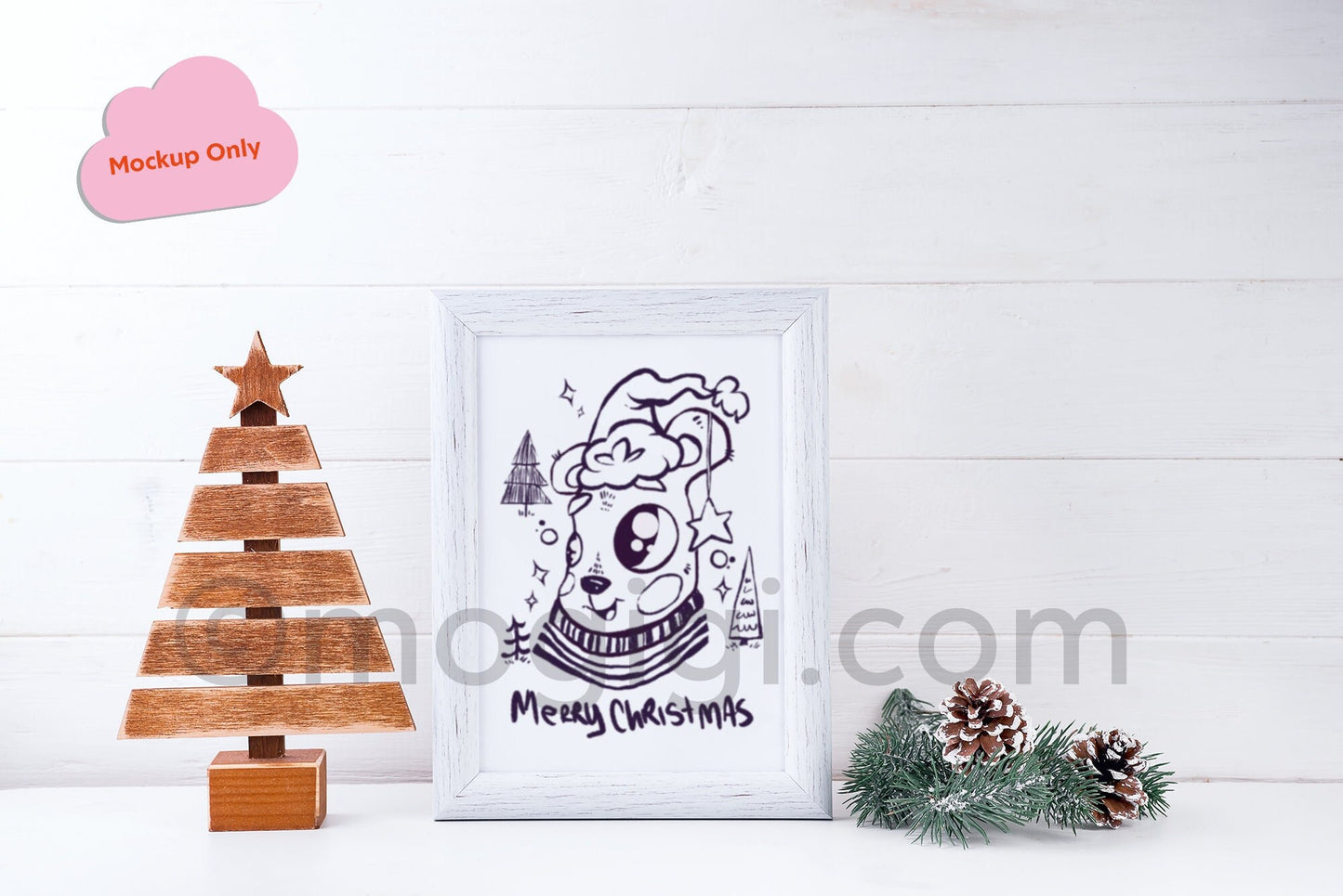 Merry Christmas Bear Coloring Page - Digital Download