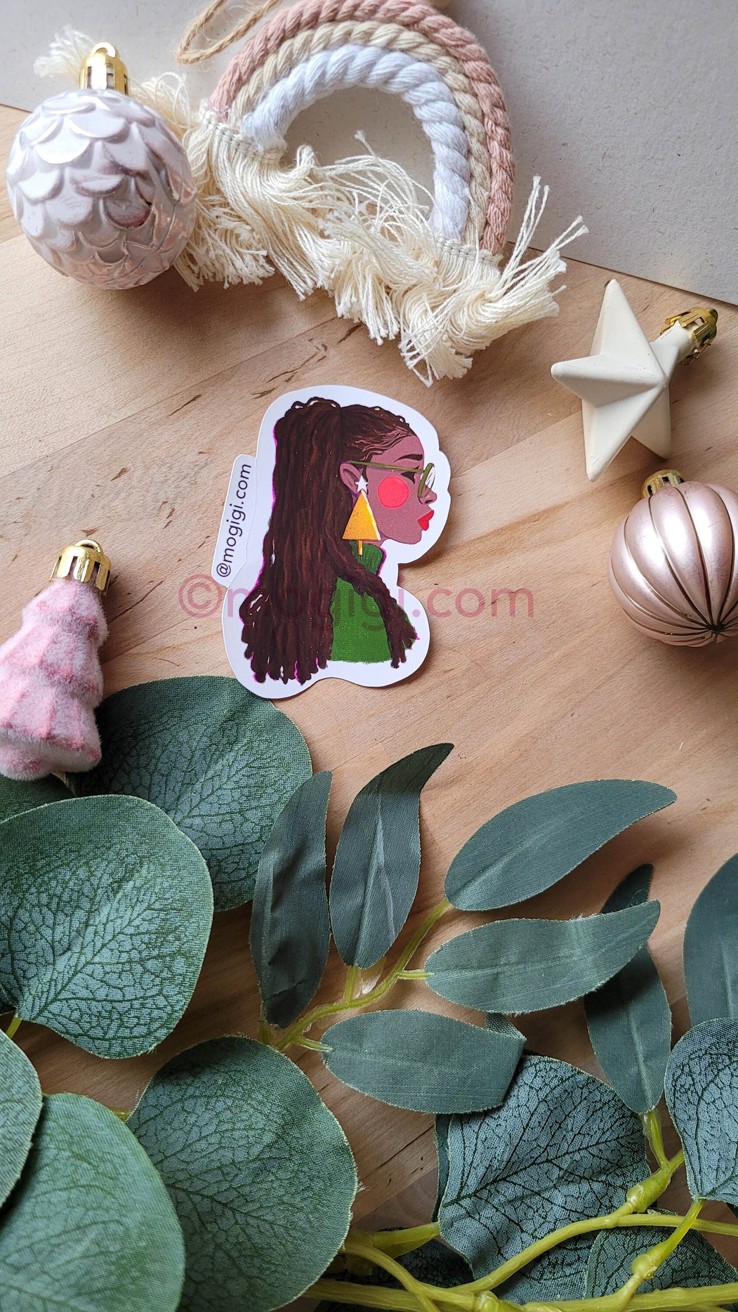 Sage Natural Hair Locs Christmas Stickers