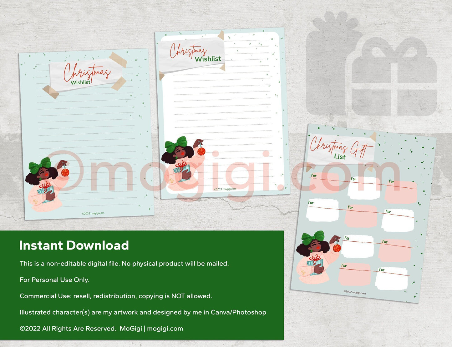 Christmas Bow Printable Planner Bundle - Digital Download