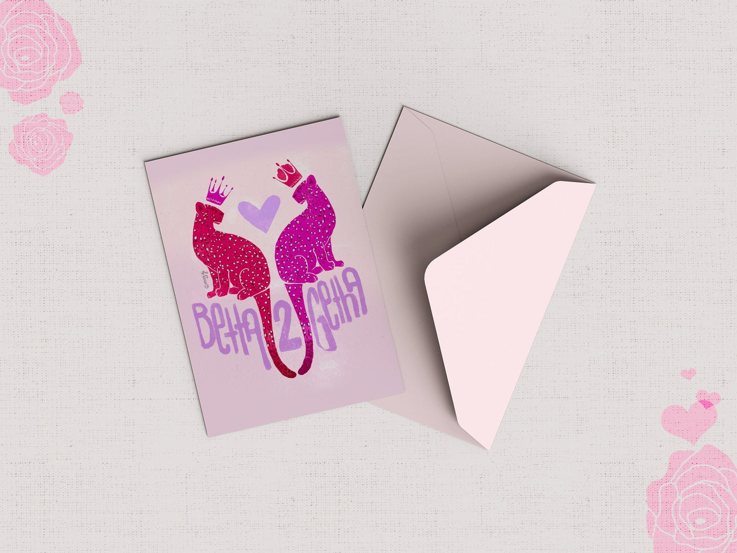 leopard jungle pink printable greeting card download MoGigi™