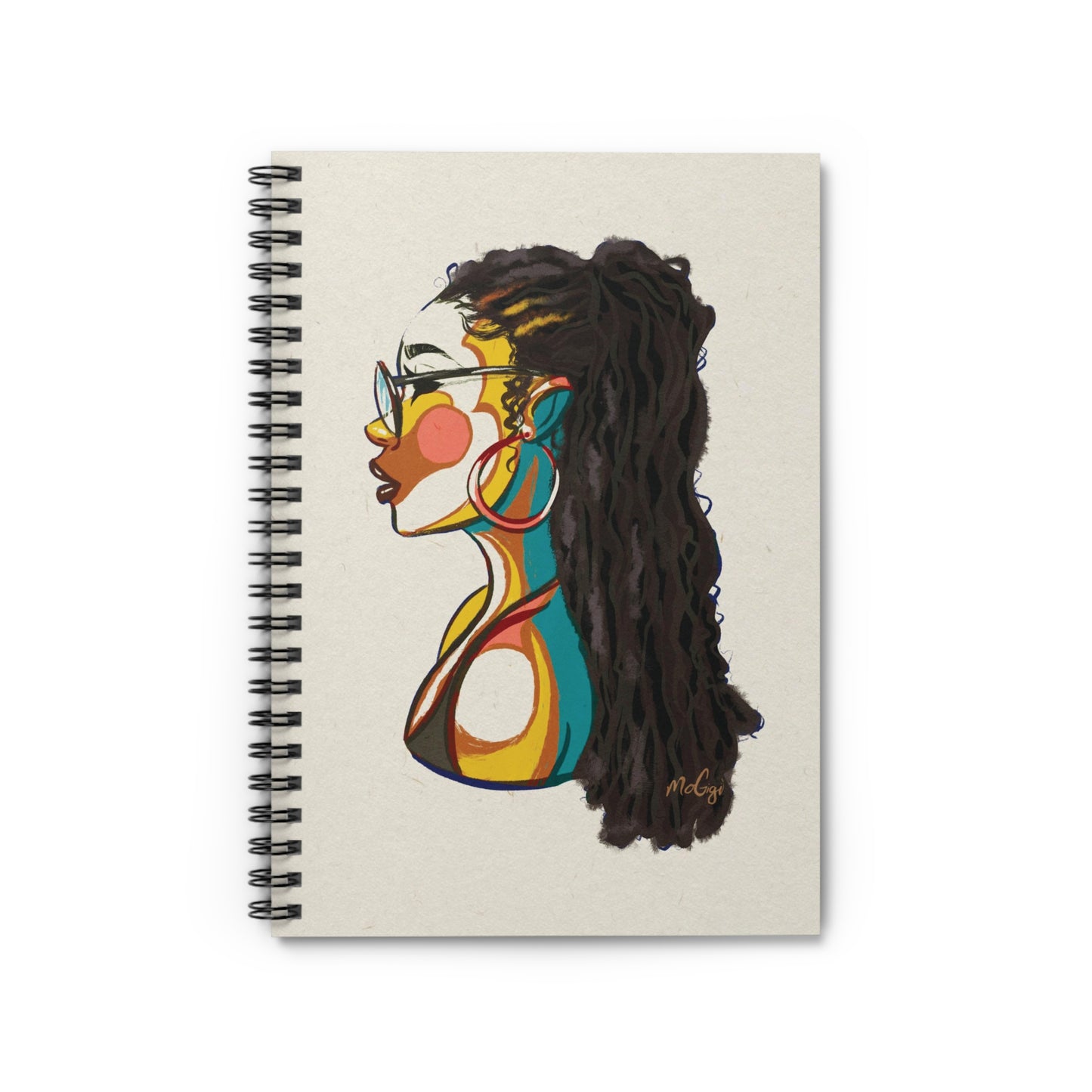 Black Woman Notebook, Afro Natural Hair Locs Art, Spiral Lined Melanin Self-Care Journal for Natural Hair Queens