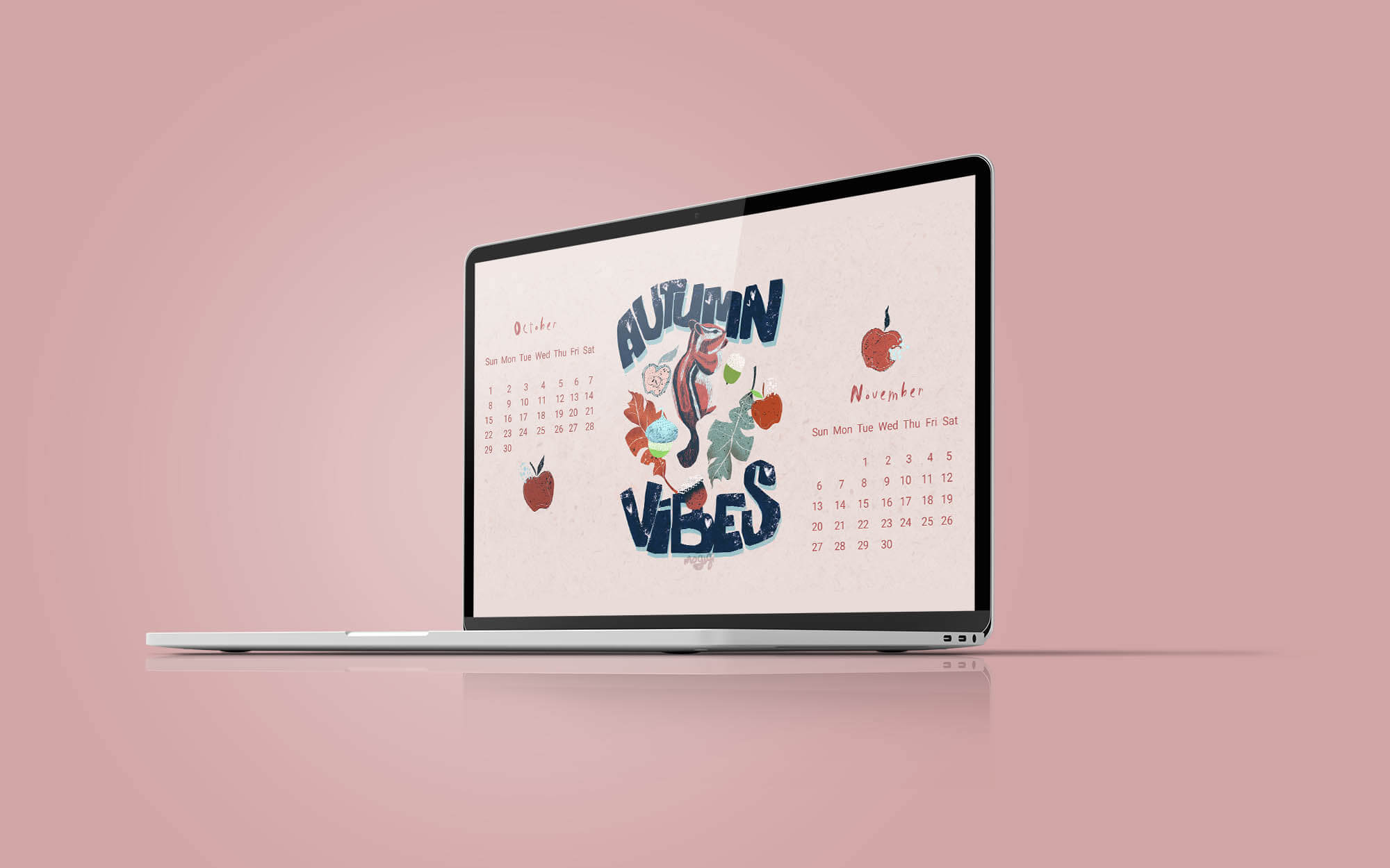 Autumn Vibes Calendar Desktop Wallpaper - Free Digital Download