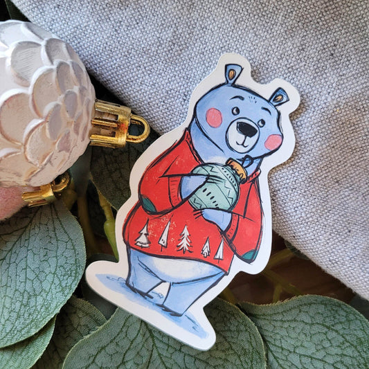 Winter Christmas Bear Sticker
