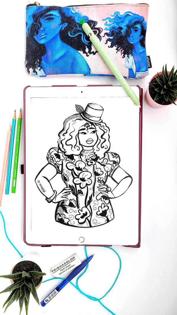 empowering black woman instant digital coloring page for adults MoGigi™ enjoy coloring on your iPad or print at home