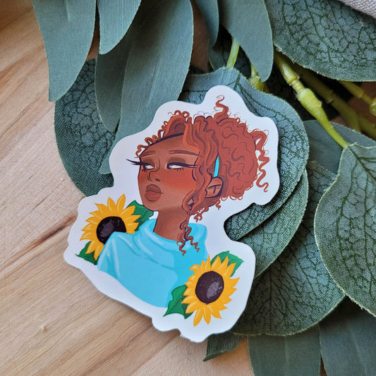 Sunflower Black Girl Sticker
