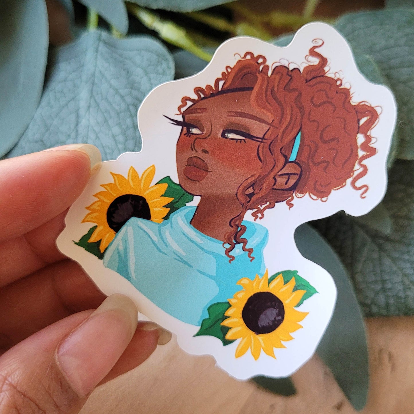 Sunflower Black Girl Sticker