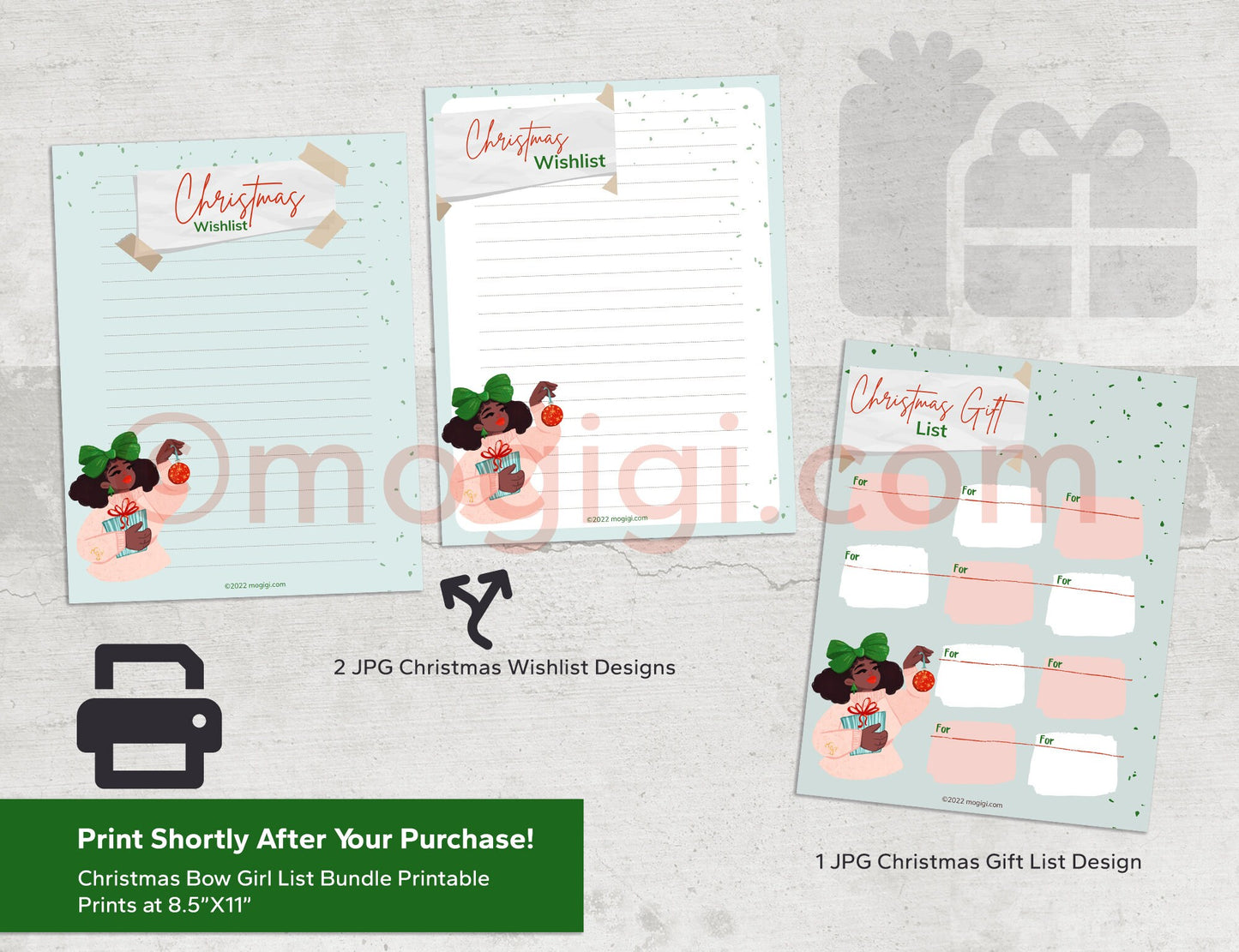 Christmas Bow Printable Planner Bundle - Digital Download